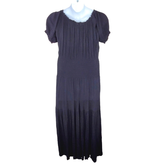 Lotustraders Milkmaid Maxi Dress Prairie Ruffle Stretch Romantic Whimsigoth Boho - Picture 4 of 14